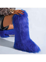 Fake Fur Plain Color Flat Heel Snow Boots