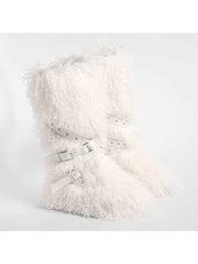 Fluffy Rivet Belt Buckle Fur Snow Boots