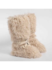 Fluffy Rivet Belt Buckle Fur Snow Boots
