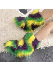 Colorblock Ripple Fluffy Snow Boots