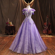 Purple Tulle Quinceañera Ball Gown