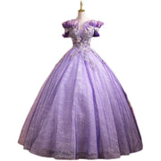 Purple Tulle Quinceañera Ball Gown