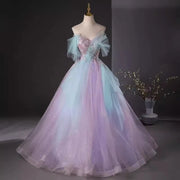 Real Picture V-Neck Princess Quinceañera Dress