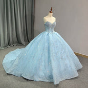 Strapless Sequined Quinceañera Gown