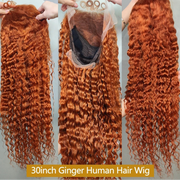 Ginger water wave human hair wig – 13x6 lace front 200% density 350# colored wig in 28 and 30 inch lengths, full natural human hair