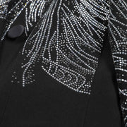 Luxury Women’s Blazer Jacket With Beading Formal Bodycon Elegant Blazer