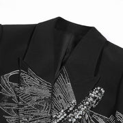 Luxury Women’s Blazer Jacket With Beading Formal Bodycon Elegant Blazer