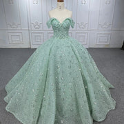 Crystal-Embellished Green Quinceañera Dress