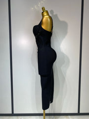 Marley women’s beaded spaghetti strap bodycon bandage dress for club, birthday, or wedding guest events.