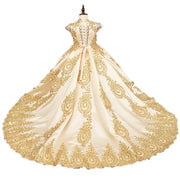 Golden Cap Sleeve Flower Girl Pageant Dress