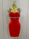 Alicia Luxury Sexy Shining Diamond Backless Bandage Bodycon Mini Dress Women Party Outfit