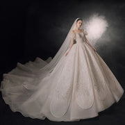 Sequin Organza Feathers Wedding Dress