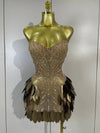 Shai strapless sheer mesh mini dress with sparkling rhinestone leaf embellishments