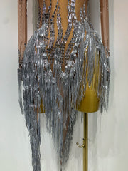 Tiffany sparkly rhinestone tassel mini dress for luxury birthday parties and evening events