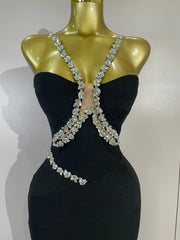 Envious Designs Diora elegant sparkly diamond halter sleeveless maxi bodycon bandage dress for evening party styling