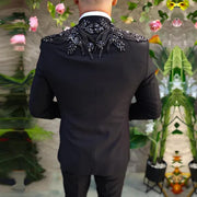 Black Beaded Gemstone Appliqué Men’s Tuxedo