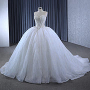 Exquisite Strapless Lace-Up Ball Gown Wedding Dress