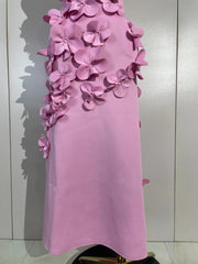 Envious Designs Claudia pink 3D flower sexy sleeveless A-line long dress for birthday and evening party styling