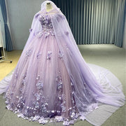 Purple Flowers Ball Gown Quinceañera Dress