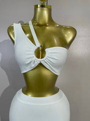 Envious Designs Verna sexy white top bodycon bandage two-piece set for birthday and cocktail party styling