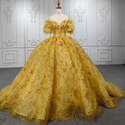 Yellow Organza Quinceañera Gown