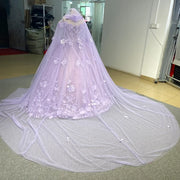 Purple Flowers Ball Gown Quinceañera Dress