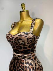 Jamila sleeveless leopard print bodycon mini dress with a form-fitting silhouette for a sexy party look.
