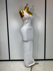Lorie sleeveless bandage maxi dress with elegant figure-hugging silhouette for birthday and evening parties