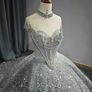 High Neck Crystal Quinceañera Dress