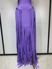 Abby sexy backless tassel purple black bodycon bandage dress for birthday and cocktail party styling
