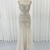 White nude mermaid dress with pearl and crystal details