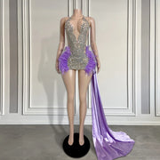 Beaded Purple Feather Dress