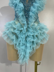 Envious Designs Angela sexy strapless mesh ruffled see-through mini dress for birthday and cocktail party styling