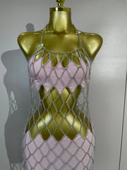 Envious Designs Charmaine sexy halter hollow out chain tassel dress for birthday and nightclub party styling