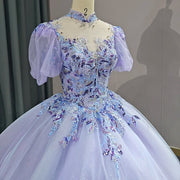 Embroidery High Neck Quinceañera Dress