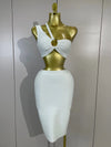 Envious Designs Verna sexy white top bodycon bandage two-piece set for birthday and cocktail party styling
