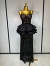 Kelly black sleeveless lace ruffle bodycon dress for birthday parties and special occasions