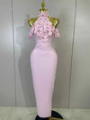 Laiza Sexy Halter Backless Flower Bandage Bodycon Maxi Dress for Women
