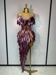 Olive sexy sheer mesh diamond luxury bodycon birthday dress