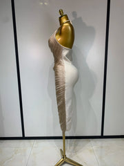 Cloe sleeveless backless bandage midi dress featuring decorative tassel details and a fitted bodycon silhouette