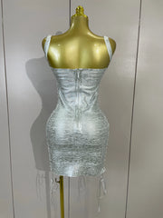 Jamie silver sleeveless hollow out bodycon bandage dress with a figure-hugging silhouette ENVIOUSDESIGNS