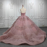 Pink Organza Ball Gown Quinceañera Dress