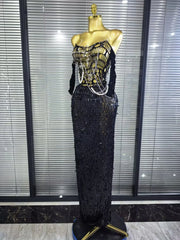 Tamara sequin off-shoulder hollow-out bodycon maxi dress with high-stretch fabric and a glamorous figure-hugging silhouette