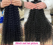 26 inch Brazilian curly wave bundles – 100% Remy human hair extensions in natural black 1B with soft curls and natural bounce