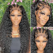 30 inch HD lace 13x4 human hair pre-plucked deep wave water wave lace front wig made with 100% Brazilian human hair.
