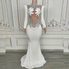 Selene sparkly rhinestone pearl floor-length prom dress elegant mesh gown.
