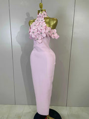 Laiza Sexy Halter Backless Flower Bandage Bodycon Maxi Dress for Women