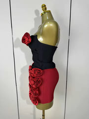 Rose black and red flower mini