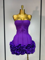 Envious Designs Mina sexy strapless backless flower embellished mini bandage dress for birthday and cocktail party styling