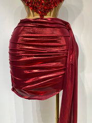 Kaliyah sparkly red diamond two-piece prom and party set for women.
